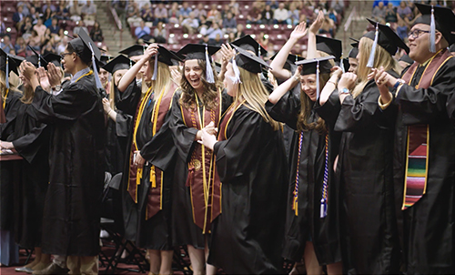 Graduating students at commencement